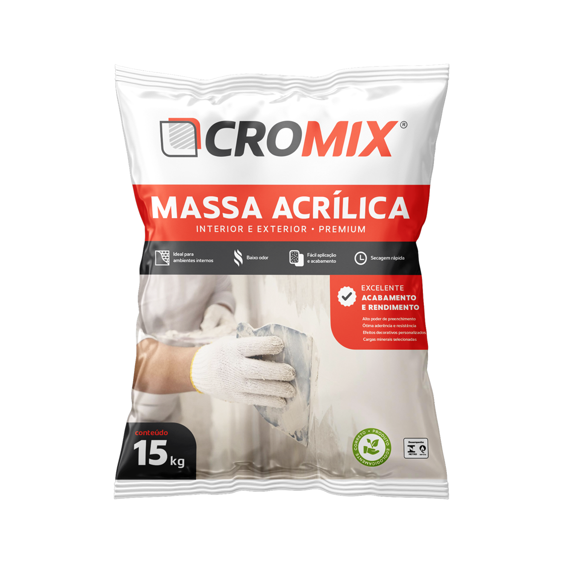 Massa Acrílica Interior e Exterior Cromix 15Kg