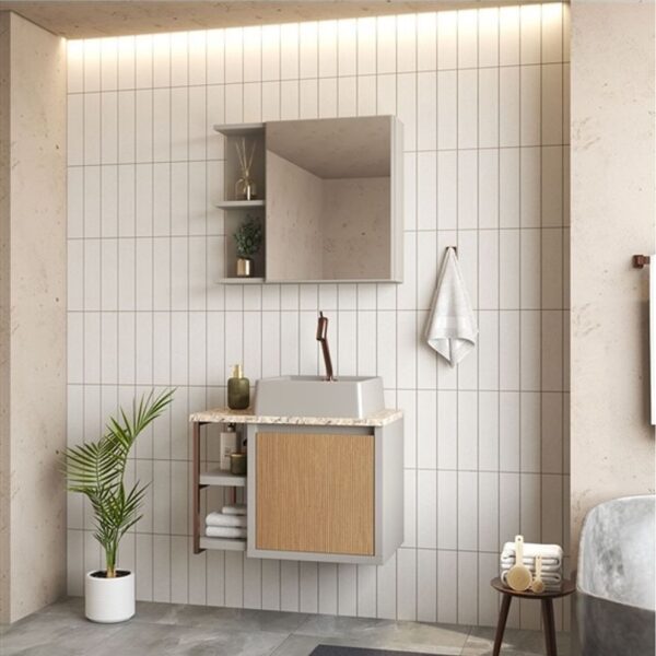 Kit Armário Tisza 600 Suspenso com Tampo de Granito