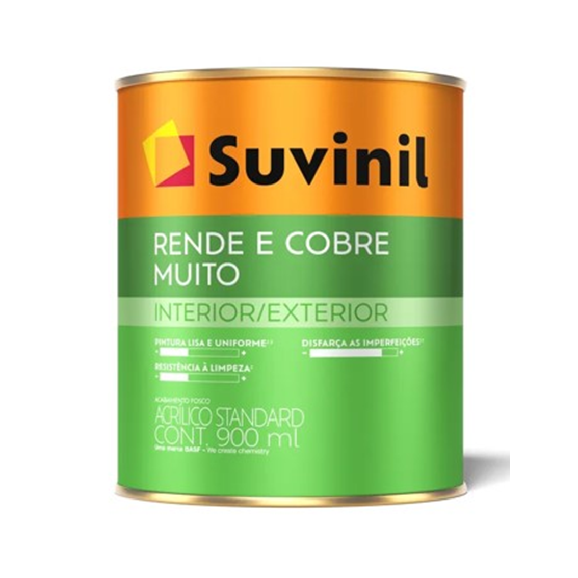 Tinta Acrílica Standard Rende E Cobre Muito Fosco Branco 0,9lt Suvinil