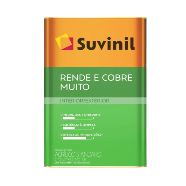 Tinta Acrílica Standard Rende E Cobre Muito Fosco Branco 18lt Suvinil