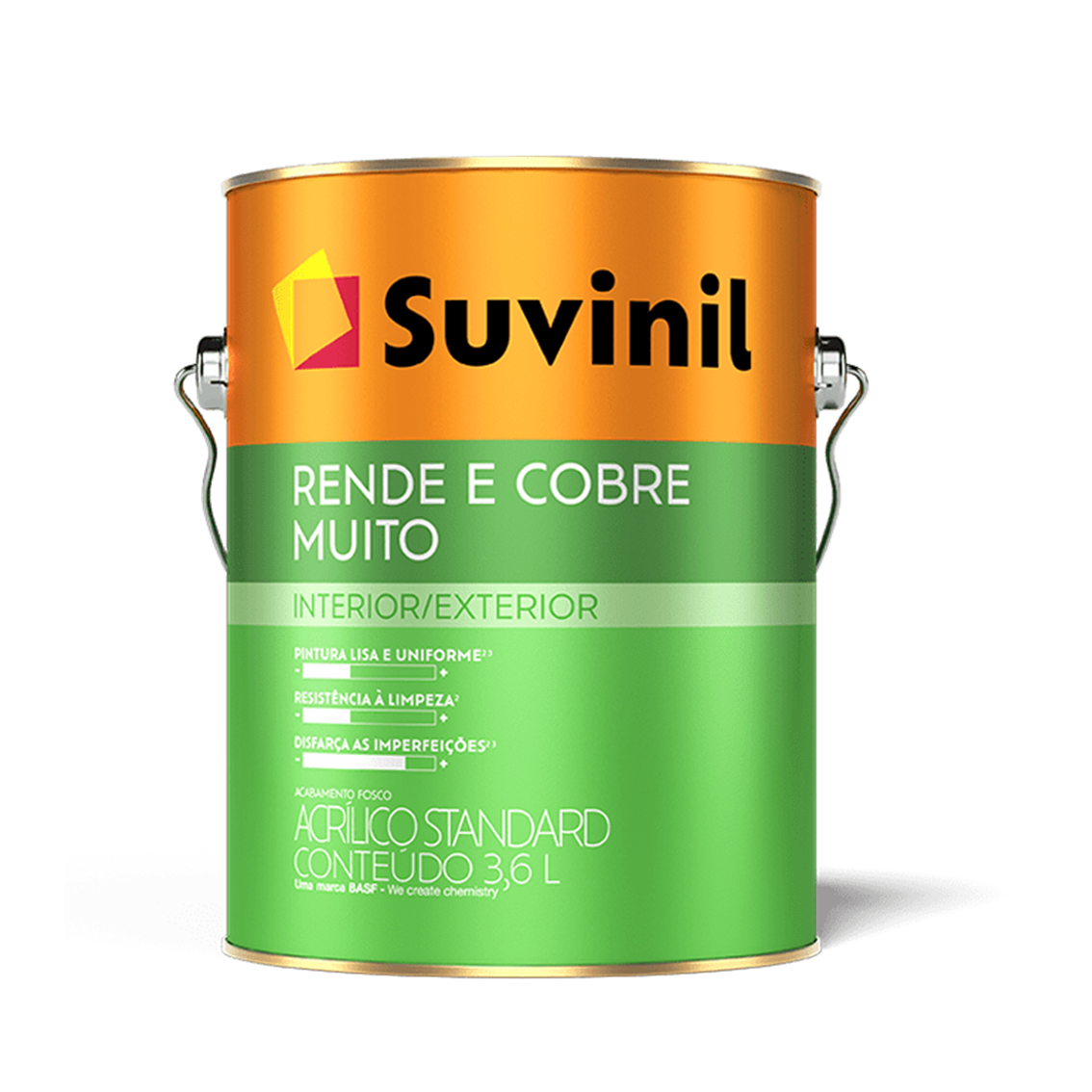 Tinta Acrílica Standard Rende E Cobre Muito Fosco Branco 3,6lt Suvinil
