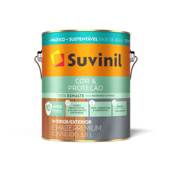 Tinta Esmalte Cor E Proteção Brilhante Branco 3,6lt (Base Água) Suvinil