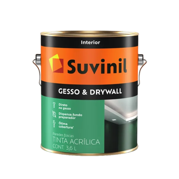 Tinta Gesso E Drywall Tinta Aplicação Direta 3,6lt Branco Fosco Suvinil