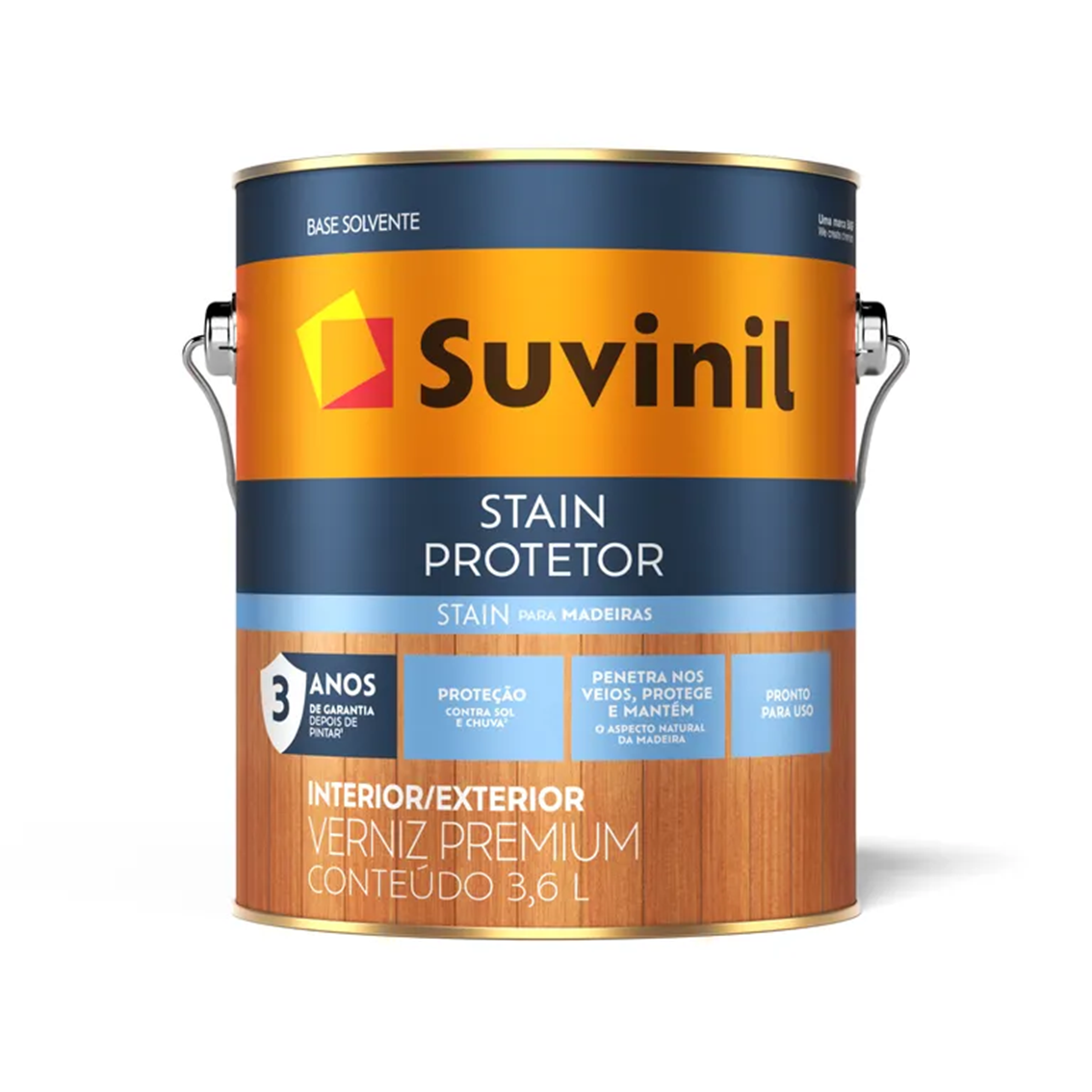Tinta Verniz Premium Stain Protetor Impregnante Acetinado Imbuia 3,6lt Suvinil