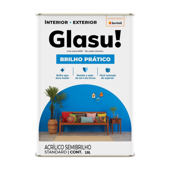 Tinta Acrílica Standard Brilho Prático Base A 16l Semi Brilho Glasu!