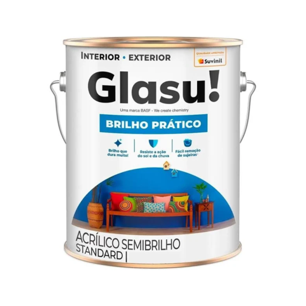 Tinta Acrílica Standard Brilho Prático Base A 3,2l Semi Brilho Glasu!