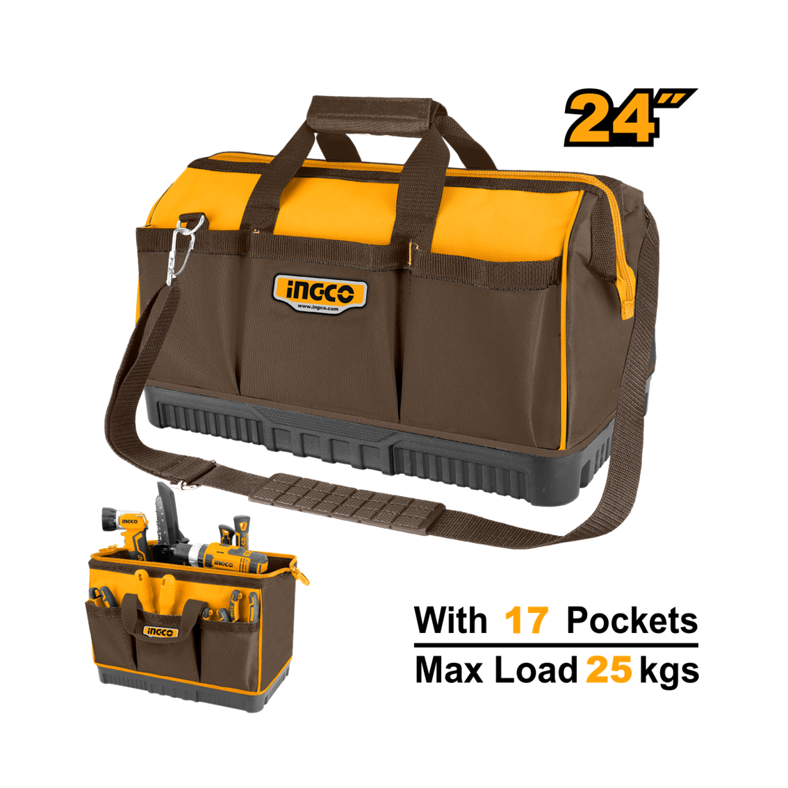 BOLSA PARA FERRAMENTAS 24" 17 BOLSOS INGCO HTBG09