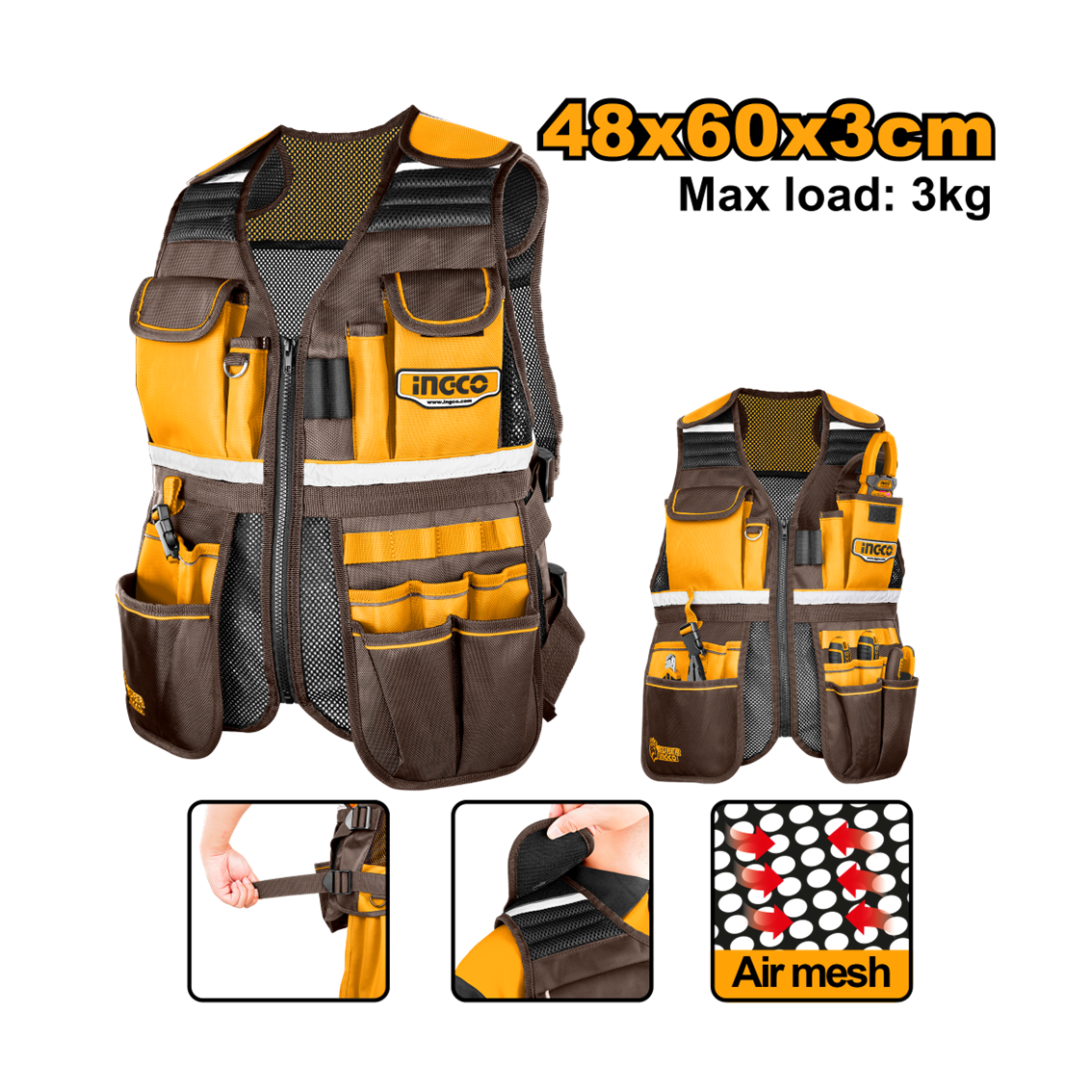 COLETE PORTA FERRAMENTAS 17 BOLSOS INGCO HTVT09028