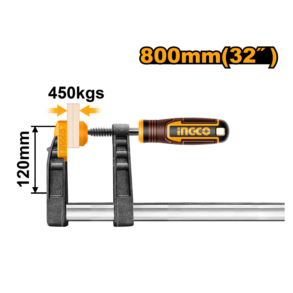 GRAMPO SARGENTO PROFISSIONAL 120X800MM 450KG INGCO HFC021203