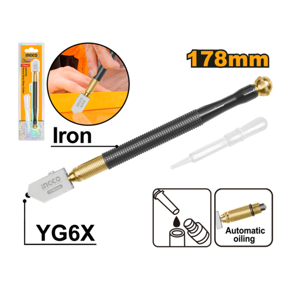 CORTADOR DE VIDRO C/RESERVATORIO PROFISSIONAL 178MM INGCO HGCT03