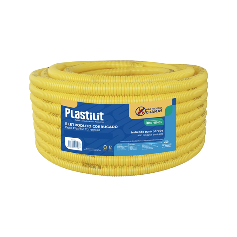 MANGUEIRA CORRUGADA 25MM C/50M AMARELA PLASTILIT