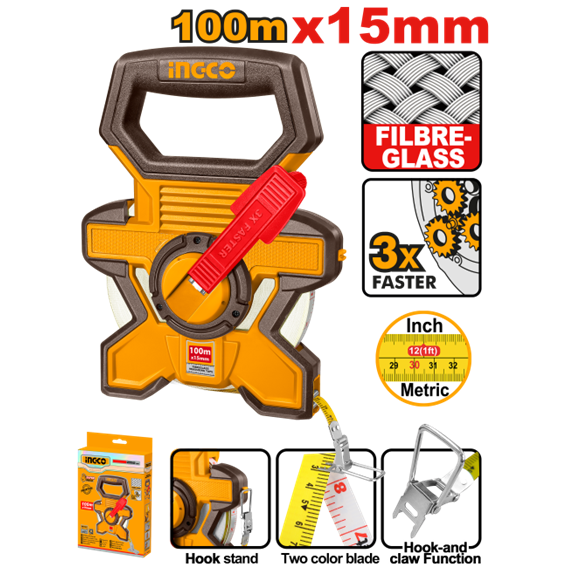 TRENA DE FIBRA LONGA CAIXA ABERTA 100MX15MM INGCO HFMT18100