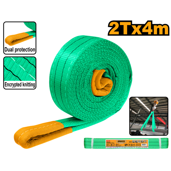 CINTA PARA ELEVAÇÃO DE CARGA 2TX4M VERDE INGCO HWSP0204