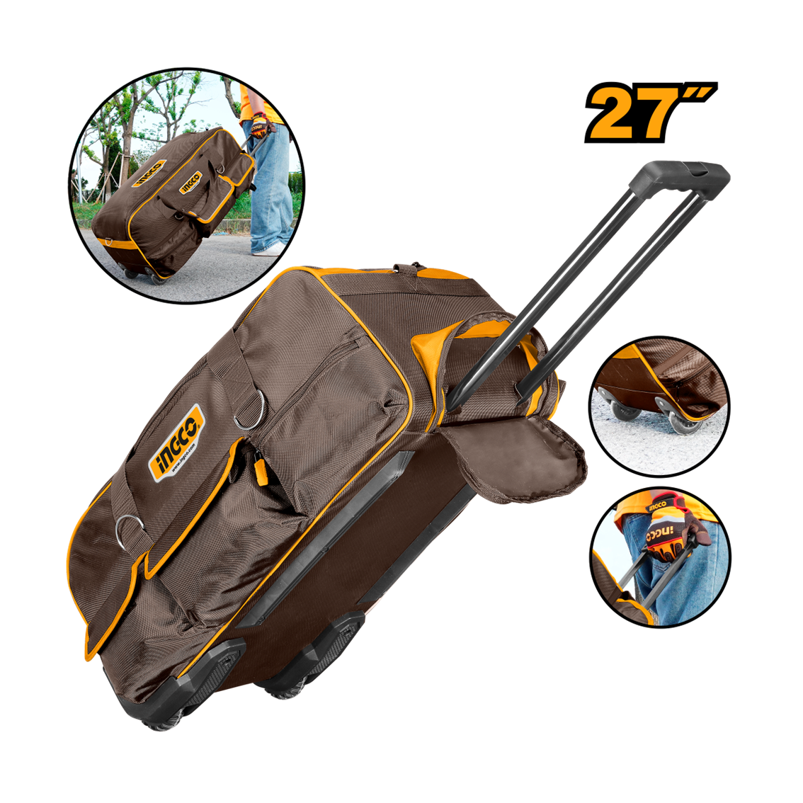 BOLSA PARA FERRAMENTAS 27" 13 BOLSOS C/RODAS INGCO HRRTB2715