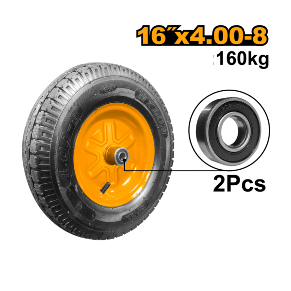 RODA C/ROLAMENTO E PNEU C/CAMERA CAPAC 160KG 16"X4.00-8 INGCO HHWEL410P