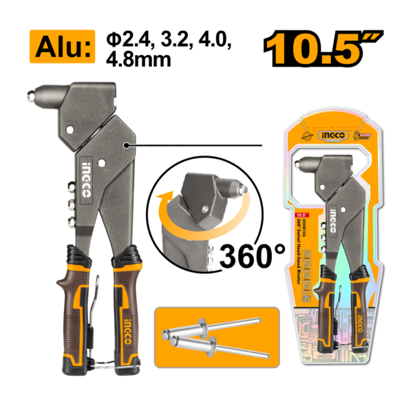 ALICATE REBITADOR MANUAL CAB GIRATORIA 10.5” INGCO SHHR106